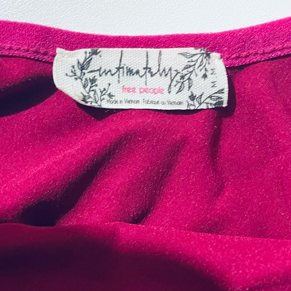 Free People Vibrant Pink Top. bodysuit satin - Picture 5 of 7